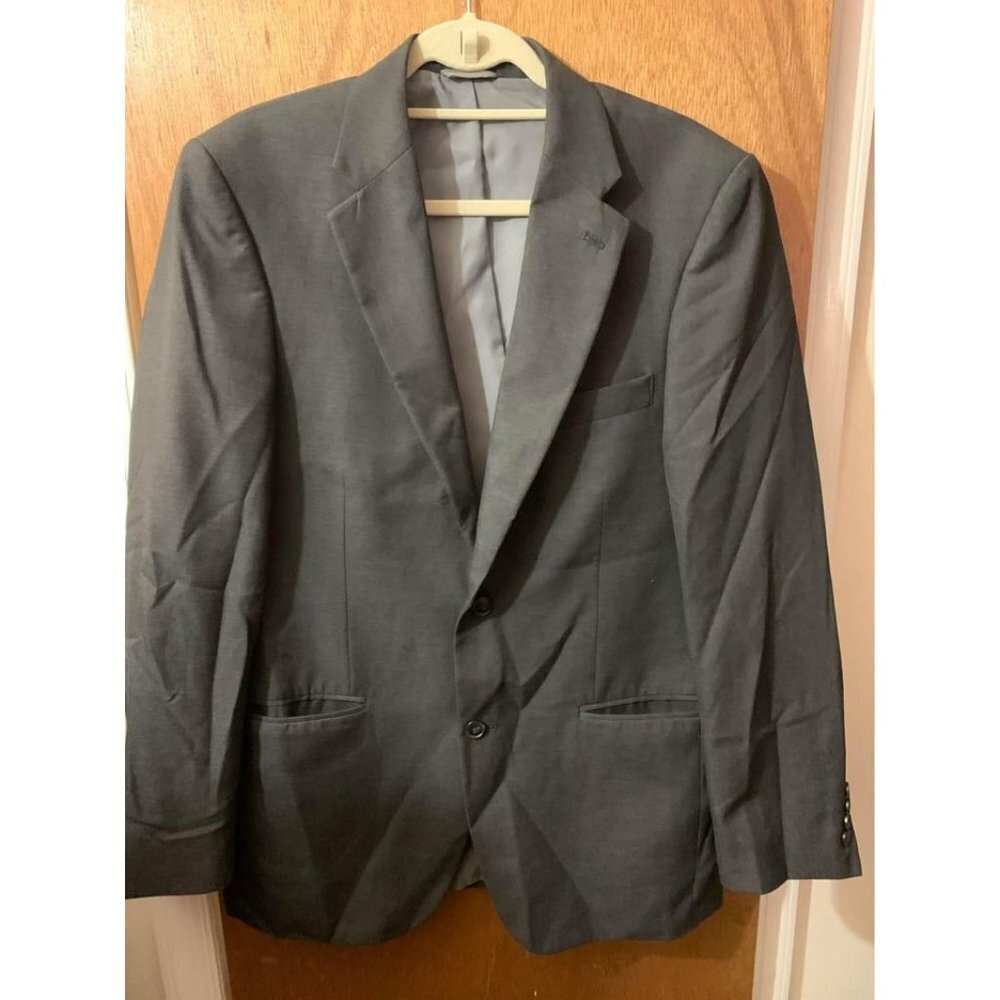 Saddlebred Suit Jacket Sports Coat Blazer Business Casual Office Size 40L Gray